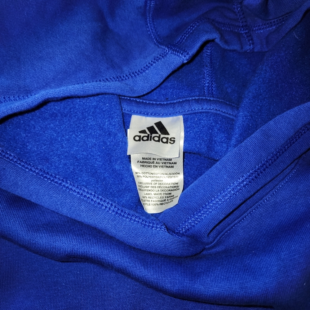 Adidas Sweatshirt Hoodie Boys Youth Size Medium 10-12 Blue Black - Picture 3 of 5